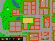 Map of Sugar Street 3b in Liberty Bay: the house is highlighted in gold, the red mark is the entrance.
