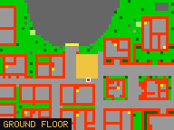 Map of Admiral's Avenue 3 in Liberty Bay: the house is highlighted in gold, the red mark is the entrance.