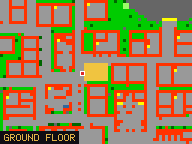 Map of Sugar Street 5 in Liberty Bay: the house is highlighted in gold, the red mark is the entrance.