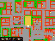 Map of Trader's Point 1 in Liberty Bay: the house is highlighted in gold, the red mark is the entrance.