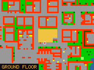 Map of Trader's Point 2 (Shop) in Liberty Bay: the house is highlighted in gold, the red mark is the entrance.