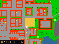 Map of Trader's Point 3 (Shop) in Liberty Bay: the house is highlighted in gold, the red mark is the entrance.