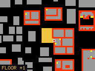 Map of The Tavern 1a in Liberty Bay: the house is highlighted in gold, the red mark is the entrance.