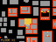 Map of The Tavern 1b in Liberty Bay: the house is highlighted in gold, the red mark is the entrance.