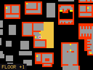 Map of The Tavern 1c in Liberty Bay: the house is highlighted in gold, the red mark is the entrance.
