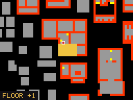 Map of The Tavern 1d in Liberty Bay: the house is highlighted in gold, the red mark is the entrance.