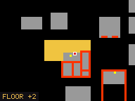 Map of The Tavern 2a in Liberty Bay: the house is highlighted in gold, the red mark is the entrance.