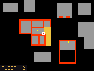 Map of The Tavern 2b in Liberty Bay: the house is highlighted in gold, the red mark is the entrance.