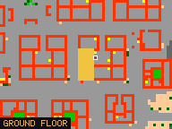 Map of Darashia 8, Flat 02 in Darashia: the house is highlighted in gold, the red mark is the entrance.