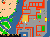 Map of Palace Vicinity in Issavi: the house is highlighted in gold, the red mark is the entrance.