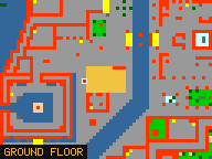 Map of Wave Tower in Issavi: the house is highlighted in gold, the red mark is the entrance.