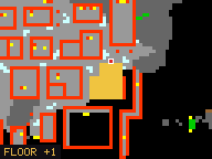 Map of Wallside Residence in Rathleton: the house is highlighted in gold, the red mark is the entrance.