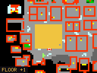 Map of Bronze Brothers Bastion in Rathleton: the house is highlighted in gold, the red mark is the entrance.
