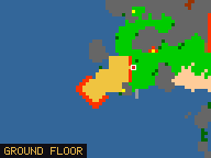 Map of Lion's Head Reef in Liberty Bay: the house is highlighted in gold, the red mark is the entrance.