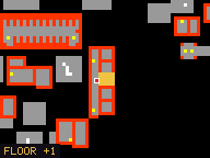 Map of Pilchard Bin 8 in Svargrond: the house is highlighted in gold, the red mark is the entrance.