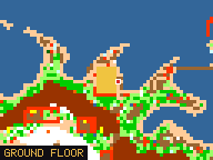 Map of Blueberry Bay in Candia: the house is highlighted in gold, the red mark is the entrance.