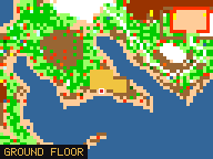 Map of Vanilla Beach in Candia: the house is highlighted in gold, the red mark is the entrance.
