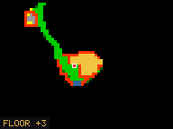 Map of Cliffside in Moonfall: the house is highlighted in gold, the red mark is the entrance.